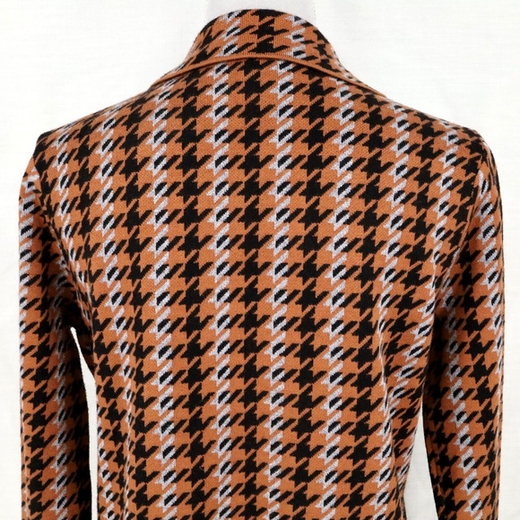 Joie Sweater Womens Jacket Medium Brown Black Blue Check Double Breasted Knit - Picture 8 of 11